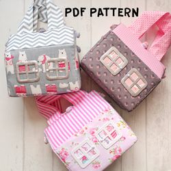 PDF Pattern - Fabric dollhouse. Toy pattern. Digital pattern. Toy tutorial in English. Sewing pattern