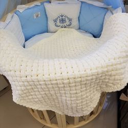 Soft cozy baby blanket for new baby - Chenille chunky crochet blanket baby new mom gift basket - Baby shower gift