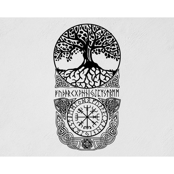 Vegvisir Viking Runic Compass, Yggdrasil Tree, Germano-Norse - Inspire ...