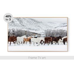 Samsung Frame TV Art Horses, Frame TV art winter, Samsung Frame TV Art Download 4K, Frame TV art farmhouse | 378