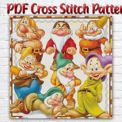 Snow White Cross Stitch Pattern / 7 Dwarfs PDF Cross Stitch Pattern / Disney Princess Cross Stitch / Instant PDF Chart