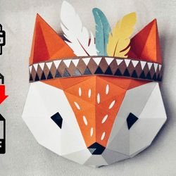 3d origami fox tribal animal papercra