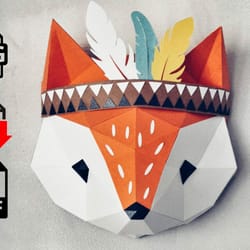 3d origami fox tribal animal papercra