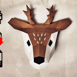 papercraft deer low poly, papercraft tribal animals, tribal deer,tribal theme decor
