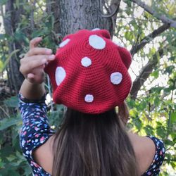 Mushroom hat, crochet mushroom hat for women