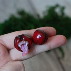 Funky earrings Cherry Earrings Toothy Cherry Earrings