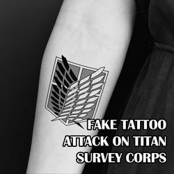 Attack on titan fake tattoo Anime manga merch Survey corps AOT Temporary stickers tats Japanese kawaii gift Otaku weeb