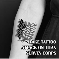 Attack on titan fake tattoo Anime manga merch Survey corps AOT Temporary stickers tats Japanese kawaii gift Otaku weeb