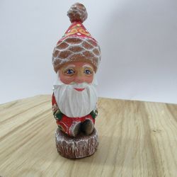 Mini Santa, Wooden Santa figure, hand carved Santa Claus, hand painted Santa, small wooden Santa, '4 inch tall