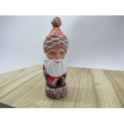 Mini Santa, Wooden Santa figure, hand carved Santa Claus, hand painted Santa, small wooden Santa, '4 inch tall