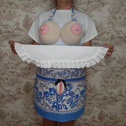 Apron female,apron with humor,vulva,kitchen apron,linen apron