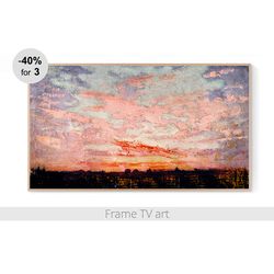 Frame TV Art Digital Download 4K, Samsung Frame TV Art abstract landscape, Frame TV art vintage painting sky | 362