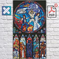 Star Wars Stained Glass Cross Stitch Pattern / Darth Vader Cross Stitch Pattern / Star Wars Counted Chart / Instant PDF