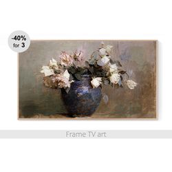 Frame TV Art Digital Download 4K, Samsung Frame TV art flowers, Frame TV art still life, Frame TV art painting roses 359