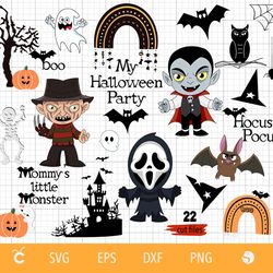 Halloween svg set, Halloween clipart for kids, Ghost svg, Dracula svg, Monster Halloween png bundle