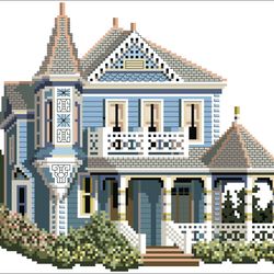 Digital | Vintage Cross Stitch Pattern Victorian Mansion St. Charles Ave | Victorian House | ENGLISH PDF TEMPLATE
