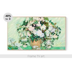 frame tv art van gogh roses painting, frame tv art still life, frame tv art flowers, frame tv art vintage 4k | 388