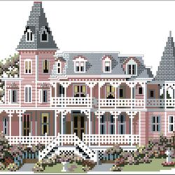 Digital | Vintage Cross Stitch Pattern Victorian Mansion Angel of the Sea | Victorian House | ENGLISH PDF TEMPLATE
