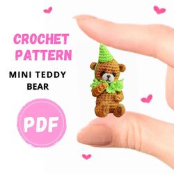 Crochet  mini bear pattern, Easy bear crochet pattern,PDF pattern for toy Amigurumi, bear cub pattern