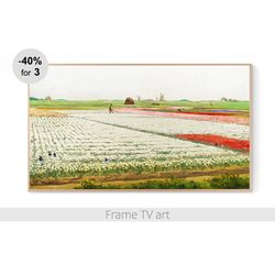 frame tv art digital download 4k, samsung frame tv art landscape flowers, frame tv art painting vintage classic | 389