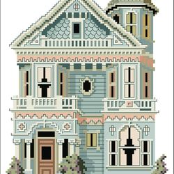 Digital | Vintage Cross Stitch Pattern Victorian Mansion Beulah St. Victorian | Victorian House | ENGLISH PDF TEMPLATE