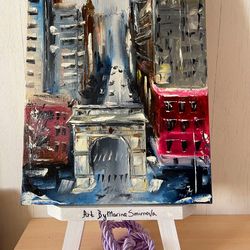 Snowy NYC Painting NY Impressionist Canvas Oil Painting Cityscape