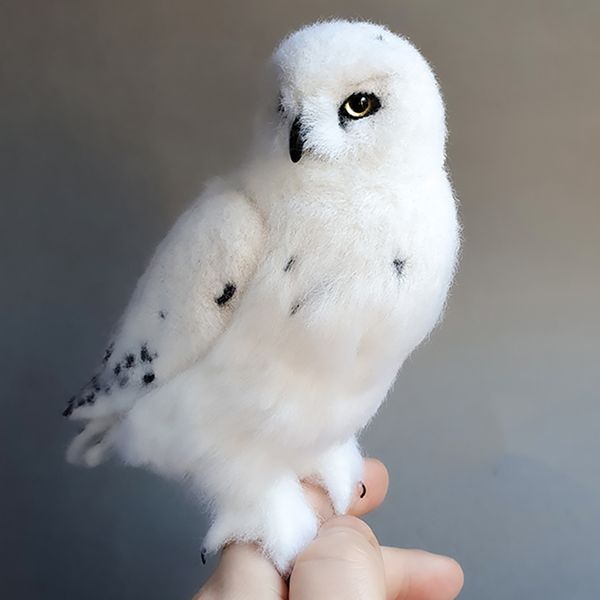 Felted realistic toy Bird snowy owl Felt art doll Needle Fel - Inspire  Uplift