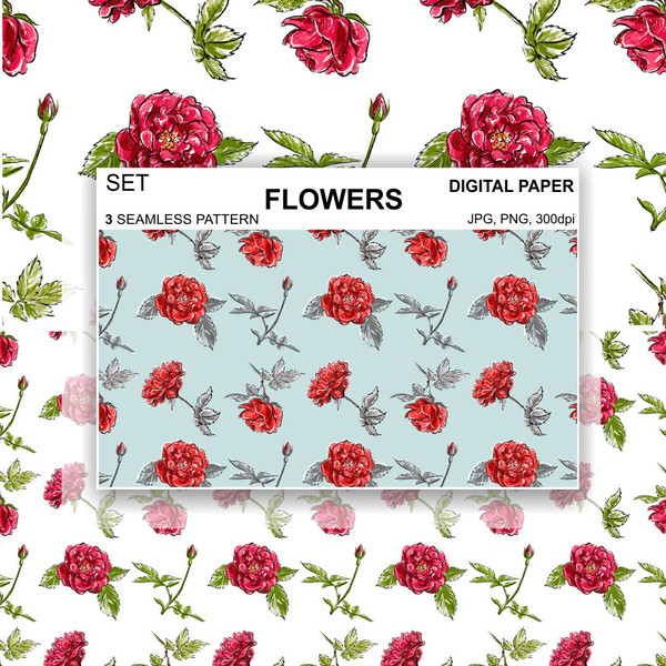 Seamless-pattern-flowers-rose-drawing