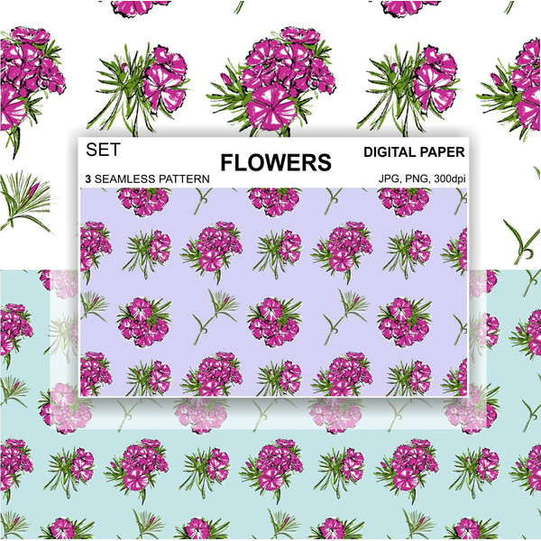 Seamless-Pattern-Flowers-Carnation-Wallpaper