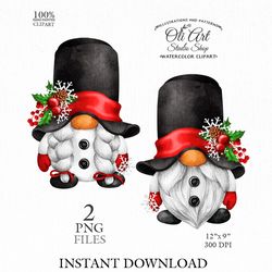 Snowman gnome clipart. Digital clipart png, cute characters