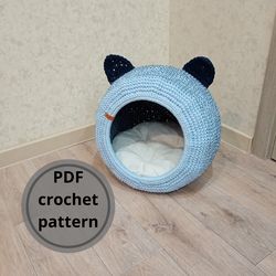 cat bed,crochet cat bed pattern, crochet pdf format, crochet pattern cat house,detailed instructions with photos