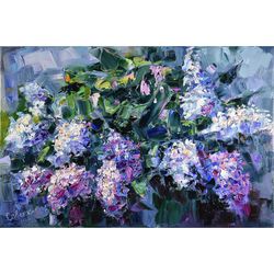 Lilac Painting Flower Original Art Floral Oil Canvas Artwork Impressionism Art