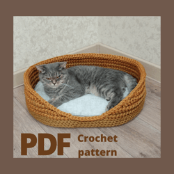 Crocheted cat bed , PDF instant download