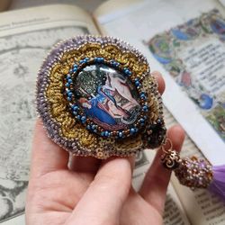 Brooch order - pendant "Adam and Eve" beaded embroidery Renaissance Style Jewelry Baroque style brooch