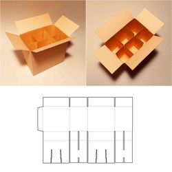 Box with compartments template, box with dividers, glass storage box, box for glasses, SVG, DXF, PDF, Cricut, Silhouette