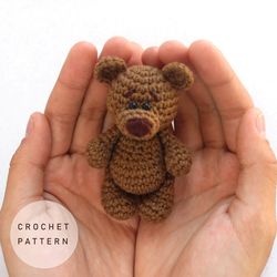 Crochet miniature bear pattern. Amigurumi bear pattern. Crochet easy pattern. Cute little bear crochet pattern. PDF.