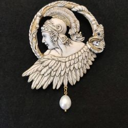 Art Nouveau Greek brooch, Greek pin, Large brooch, Antique pin of Alexander