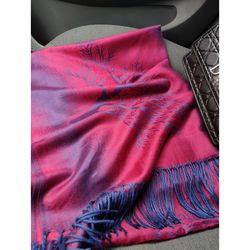 Long scarf burgundy with blue