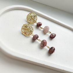 Natural quartz earrings, handmade earrings, natural stones earrings