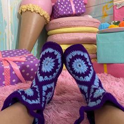 wool socks, crocheted socks, long scandinavian socks, winter warm socks with soles, handmade