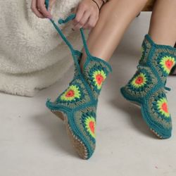 Woolen Cute Socks, Crocheted Warm Socks, Winter Long Knee Socks, A gift for her