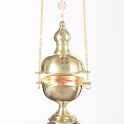 Traditional Christian Hanging Censer. Brass, Casting, Gold-gilding. Made In Russia, High 230 Mm ( 9" )