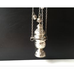 Carved brass hanging censer with 12 bells 20cm ( 7,9" )