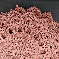 Set of 2 chocolate color crochet doilies retro style for the warmth kitchen