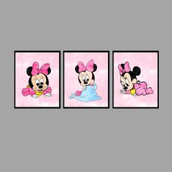 Minnie Mouse Baby Set Disney Art Print Digital Files decor nursery room watercolor