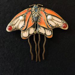 Large Orange Monarch Butterfly pin,Large Butterfly hairpin,summer hairpin