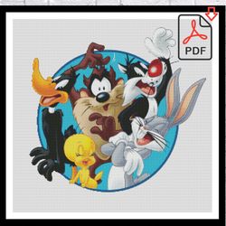 Looney Tunes Cross Stitch Pattern / Cartoons Cross Stitch Chart / Looney Tunes Printable PDF Chart / Instant PDF Pattern