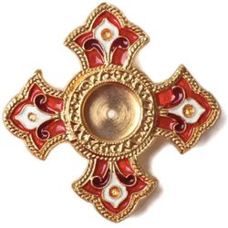 Traditional Orthodox reliquary. Brass, casting, gold-gilding. Size: 2''x2'' (50x50 mm).