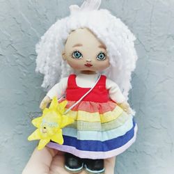 Handmade doll 6inch cloth sweet rainbow doll