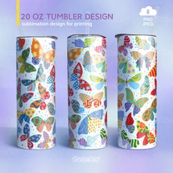 20oz Skinny Tumbler Sublimation Designs Butterfly PNG File Digital Download